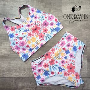 CharmLeaks Floral Crop Bikini Swimsuit Size M